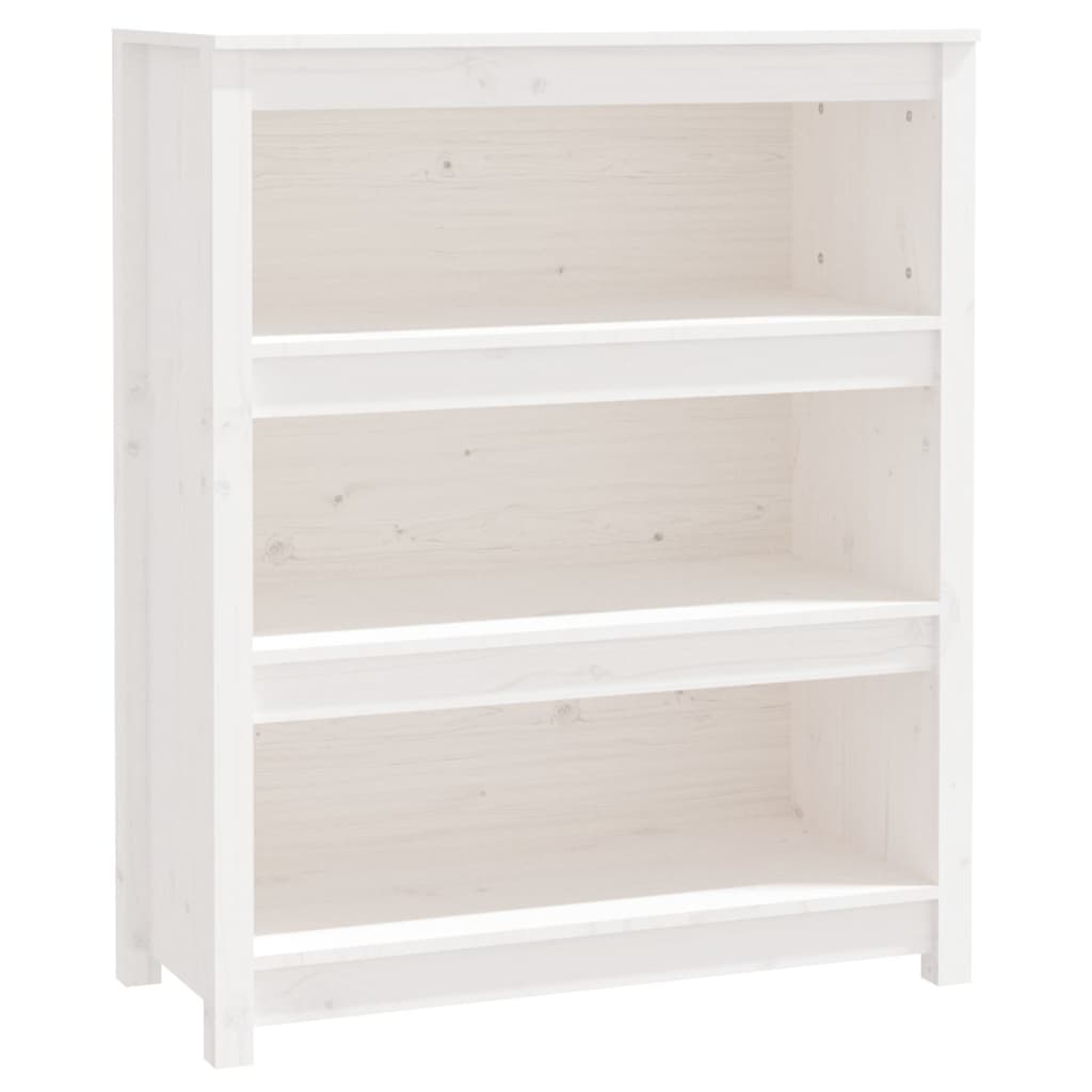 vidaXL Βιβλιοθήκη Λευκή 80 x 35 x 97 εκ. από Μασίφ Ξύλο Πεύκου