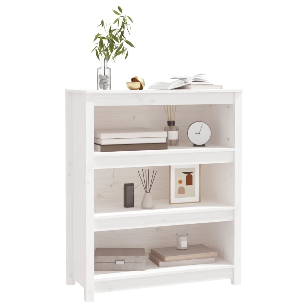 vidaXL Βιβλιοθήκη Λευκή 80 x 35 x 97 εκ. από Μασίφ Ξύλο Πεύκου