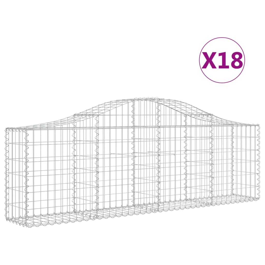 vidaXL Συρματοκιβώτια Τοξωτά 18 τεμ. 200x30x60/80 εκ. Γαλβαν. Ατσάλι