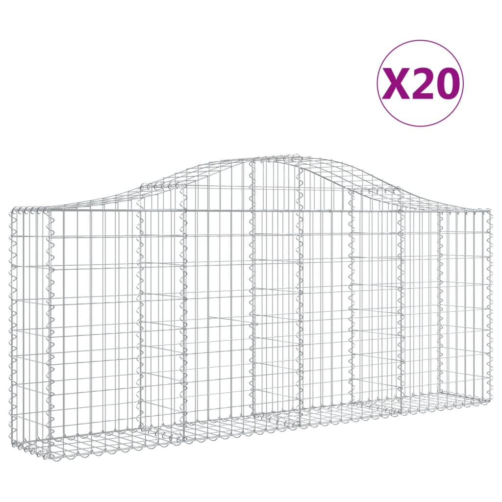 vidaXL Συρματοκιβώτια Τοξωτά 20 τεμ. 200x30x80/100 εκ. Γαλβαν. Ατσάλι