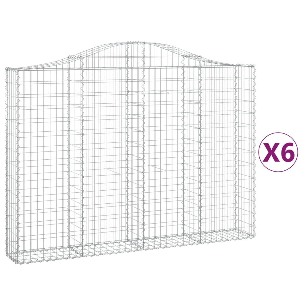 vidaXL Συρματοκιβώτια Τοξωτά 6 τεμ. 200x30x140/160 εκ. Γαλβαν. Ατσάλι