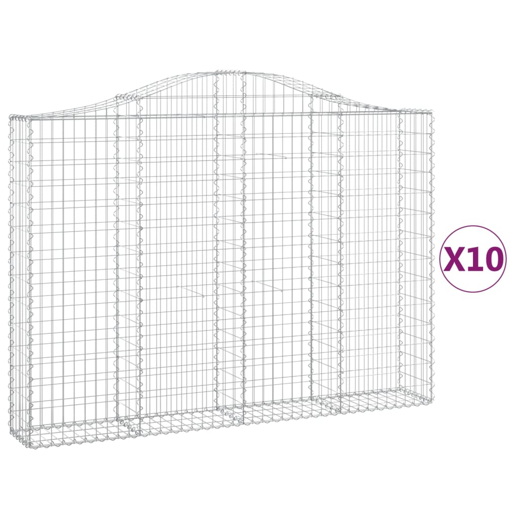 vidaXL Συρματοκιβώτια Τοξωτά 10 τεμ. 200x30x140/160 εκ. Γαλβαν. Ατσάλι