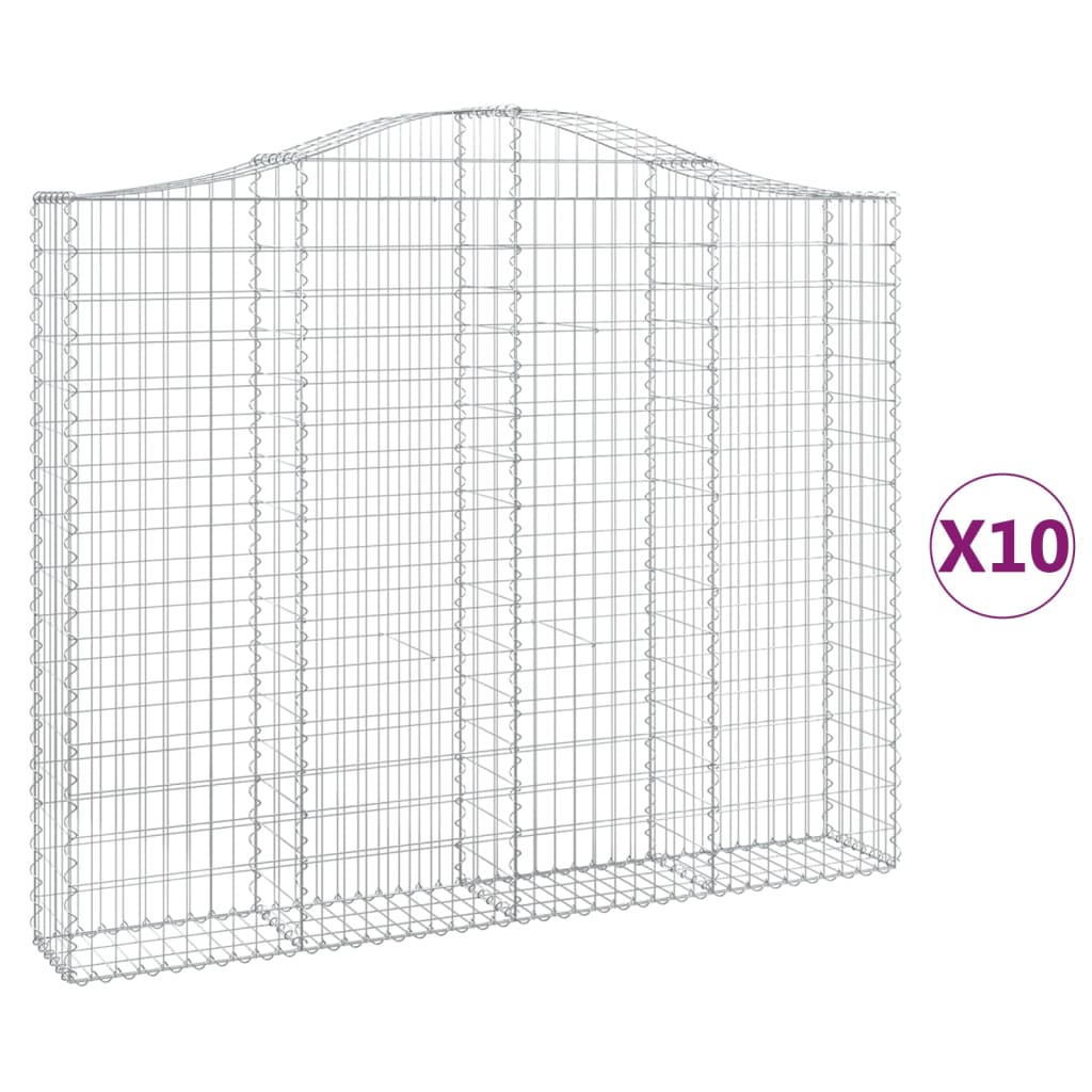 vidaXL Συρματοκιβώτια Τοξωτά 10 τεμ. 200x30x160/180 εκ. Γαλβαν. Ατσάλι