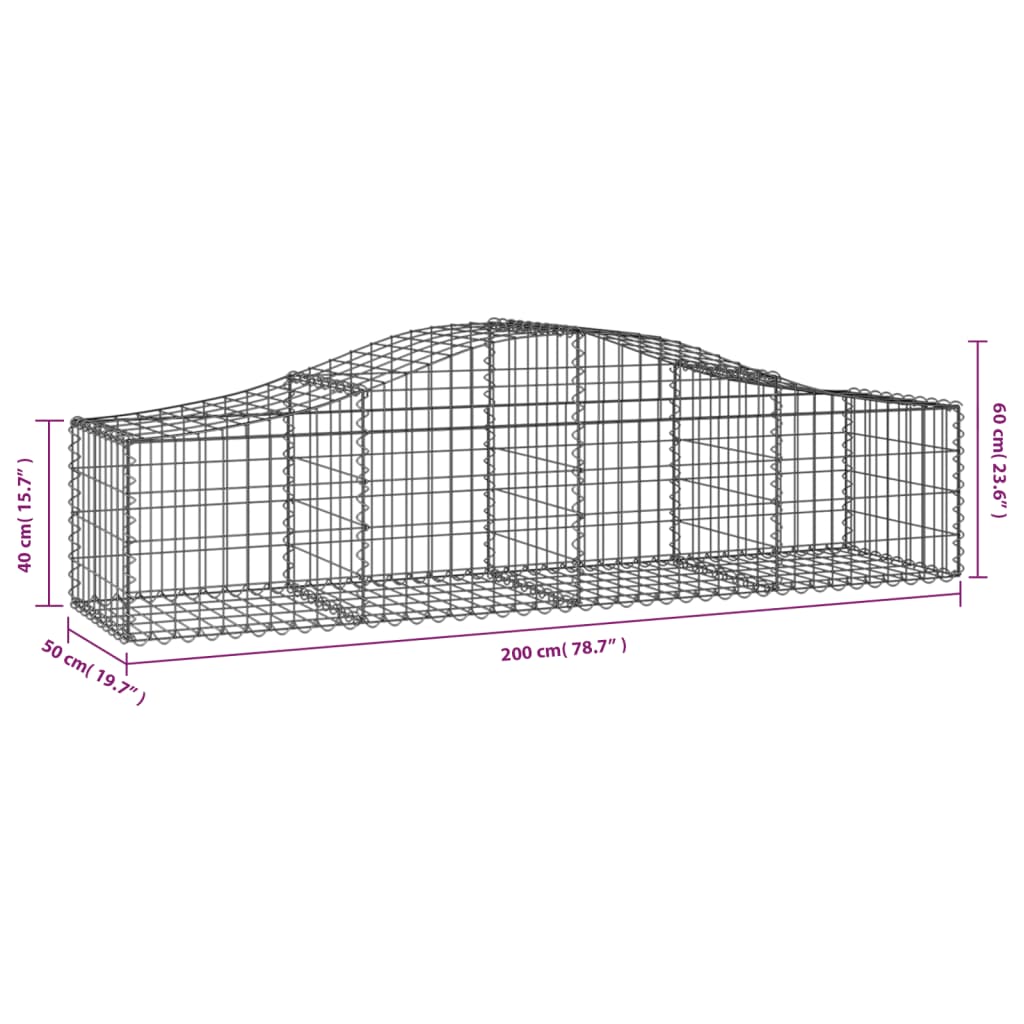 vidaXL Συρματοκιβώτια Τοξωτά 18 τεμ. 200x50x40/60 εκ. Γαλβαν. Ατσάλι