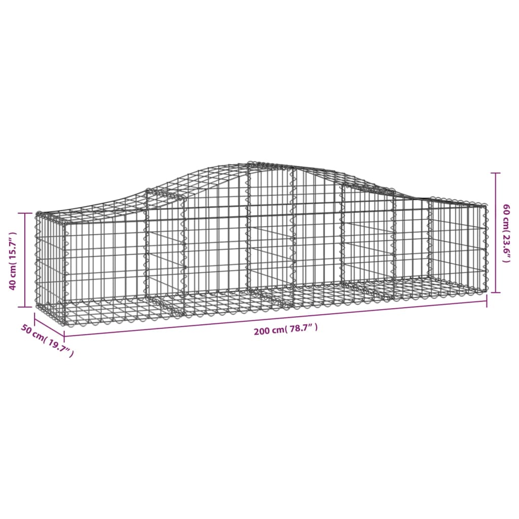 vidaXL Συρματοκιβώτια Τοξωτά 25 τεμ. 200x50x40/60 εκ. Γαλβαν. Ατσάλι
