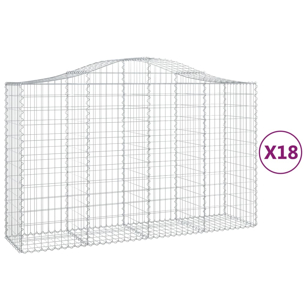 vidaXL Συρματοκιβώτια Τοξωτά 18 τεμ. 200x50x120/140 εκ. Γαλβαν. Ατσάλι
