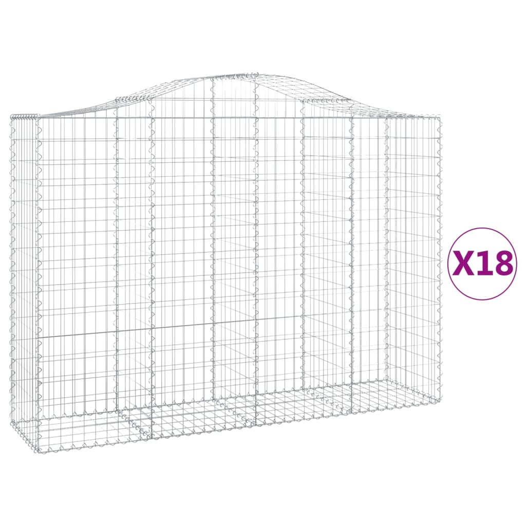 vidaXL Συρματοκιβώτια Τοξωτά 18 τεμ. 200x50x140/160 εκ. Γαλβαν. Ατσάλι