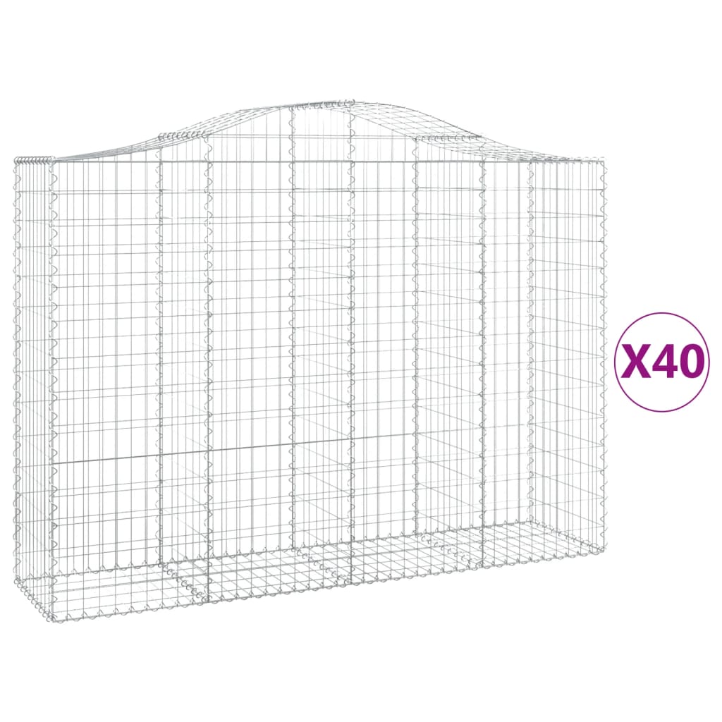 vidaXL Συρματοκιβώτια Τοξωτά 40 τεμ. 200x50x140/160 εκ. Γαλβαν. Ατσάλι