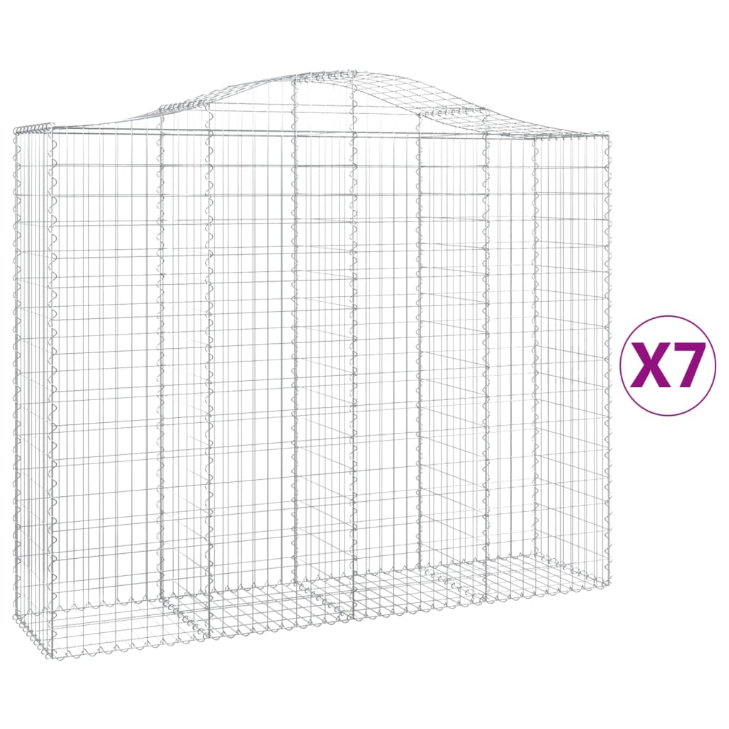vidaXL Συρματοκιβώτια Τοξωτά 7 τεμ. 200x50x160/180 εκ. Γαλβαν. Ατσάλι