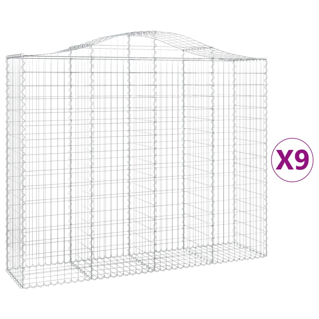 vidaXL Συρματοκιβώτια Τοξωτά 9 τεμ. 200x50x160/180 εκ. Γαλβαν. Ατσάλι