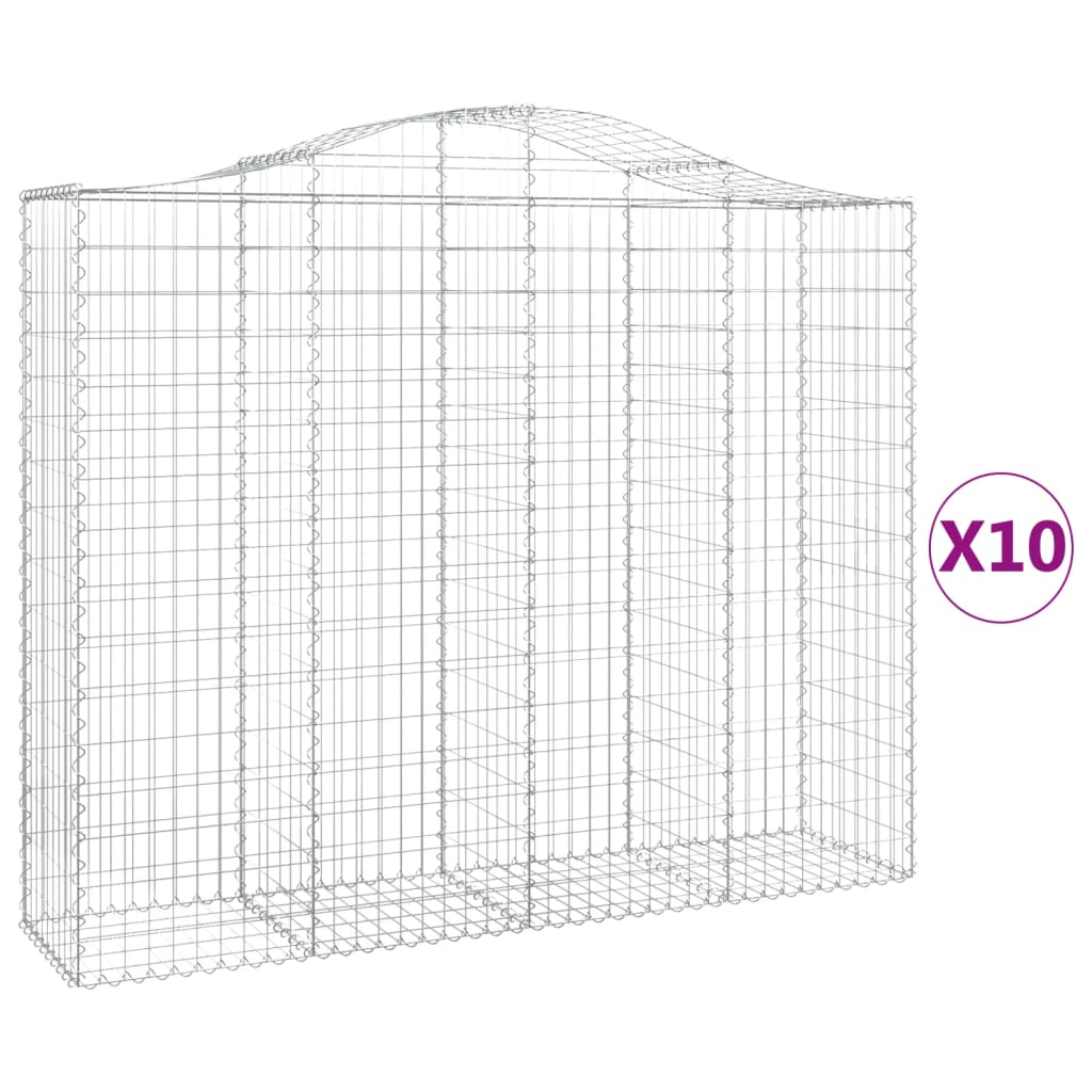 vidaXL Συρματοκιβώτια Τοξωτά 10 τεμ. 200x50x160/180 εκ. Γαλβαν. Ατσάλι