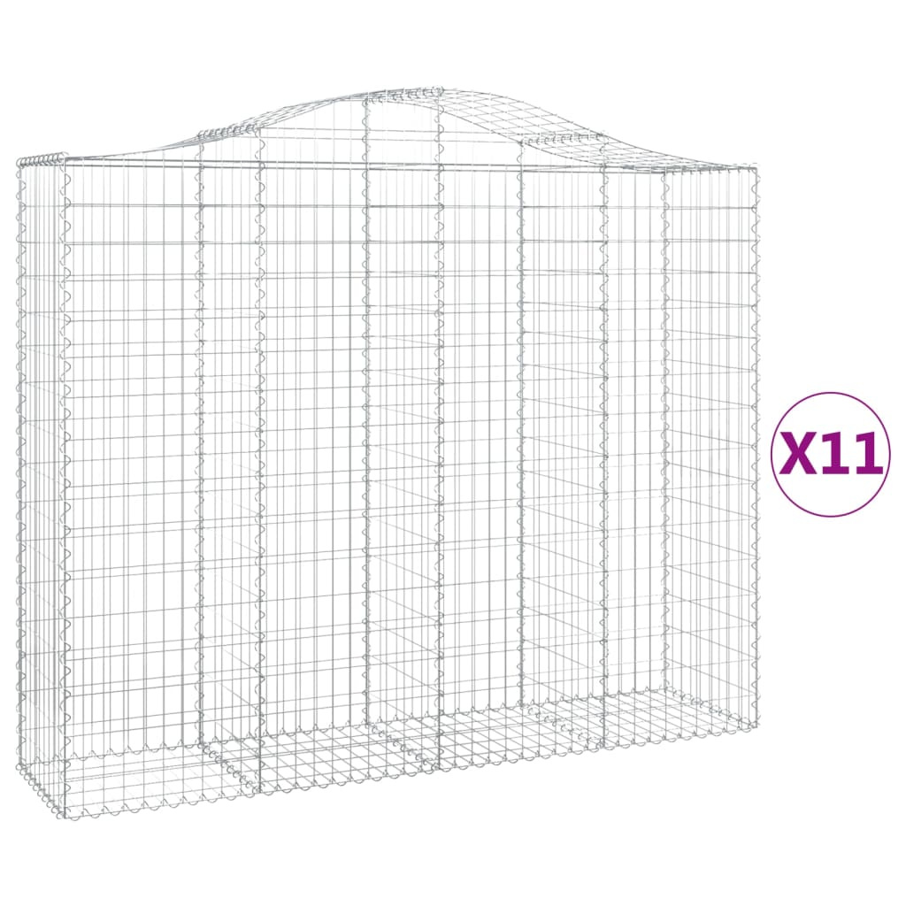 vidaXL Συρματοκιβώτια Τοξωτά 11 τεμ. 200x50x160/180 εκ. Γαλβαν. Ατσάλι