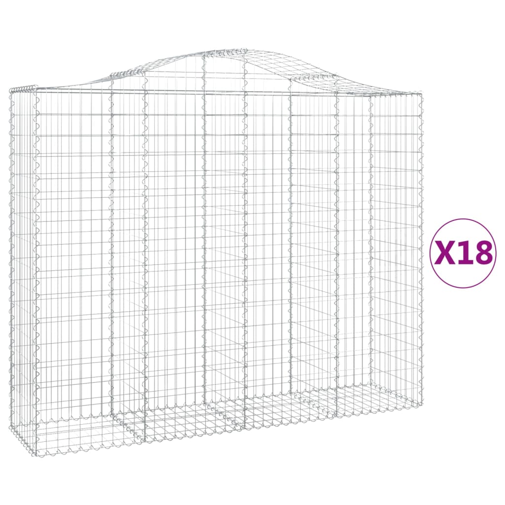 vidaXL Συρματοκιβώτια Τοξωτά 18 τεμ. 200x50x160/180 εκ. Γαλβαν. Ατσάλι