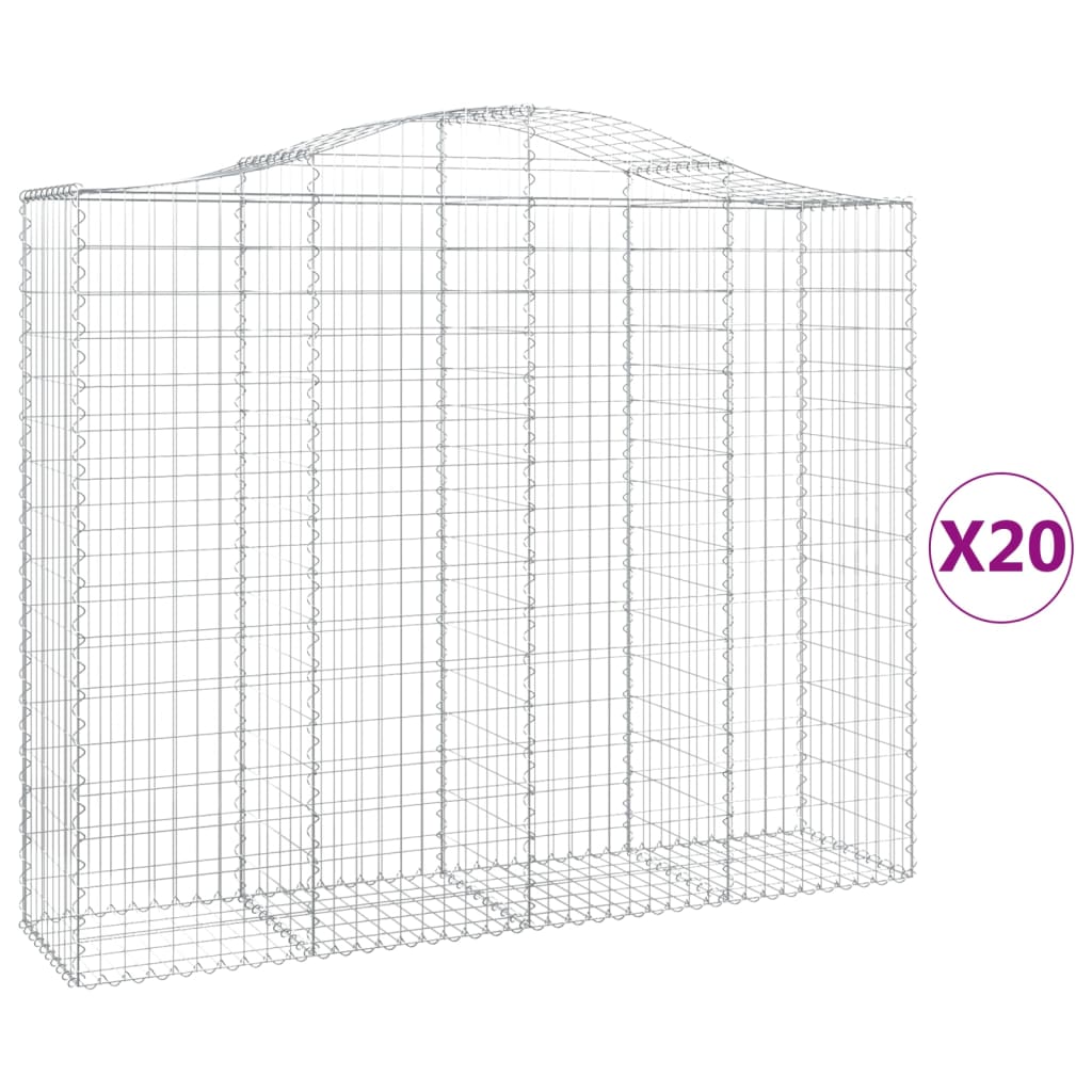 vidaXL Συρματοκιβώτια Τοξωτά 20 τεμ. 200x50x160/180 εκ. Γαλβαν. Ατσάλι