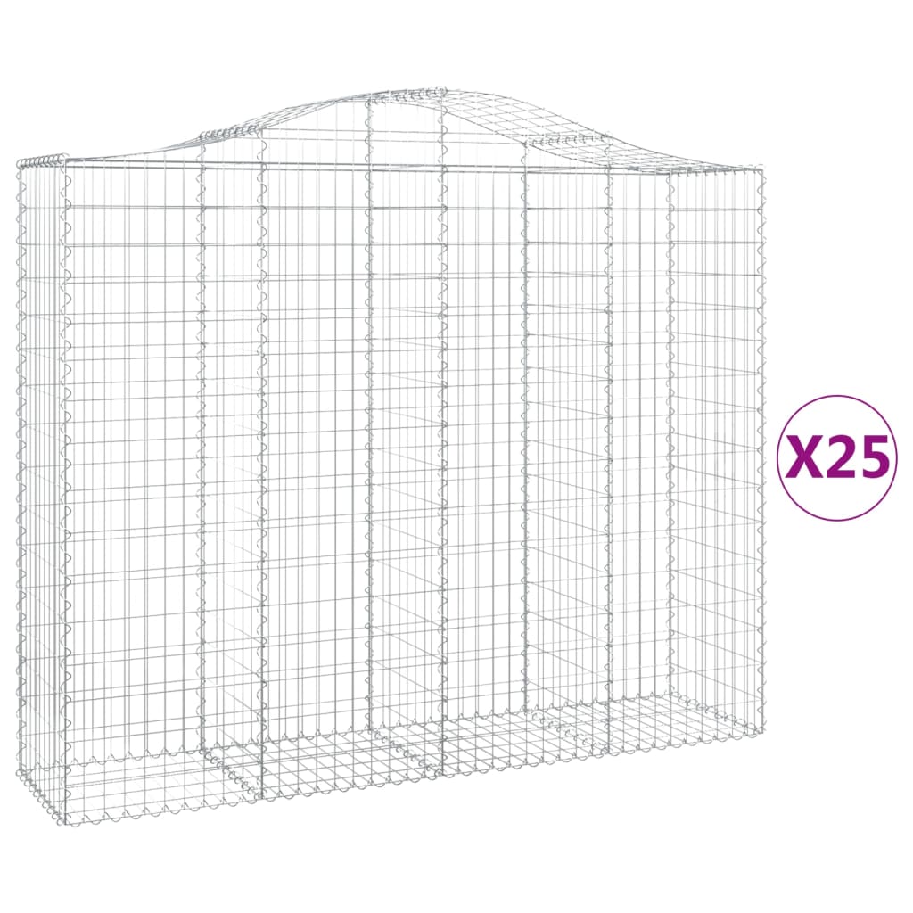 vidaXL Συρματοκιβώτια Τοξωτά 25 τεμ. 200x50x160/180 εκ. Γαλβαν. Ατσάλι