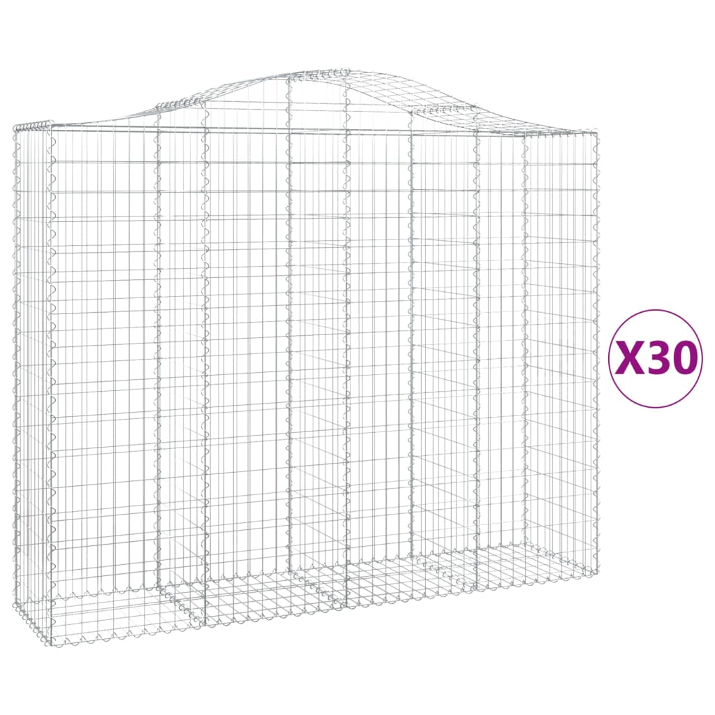 vidaXL Συρματοκιβώτια Τοξωτά 30 τεμ. 200x50x160/180 εκ. Γαλβαν. Ατσάλι