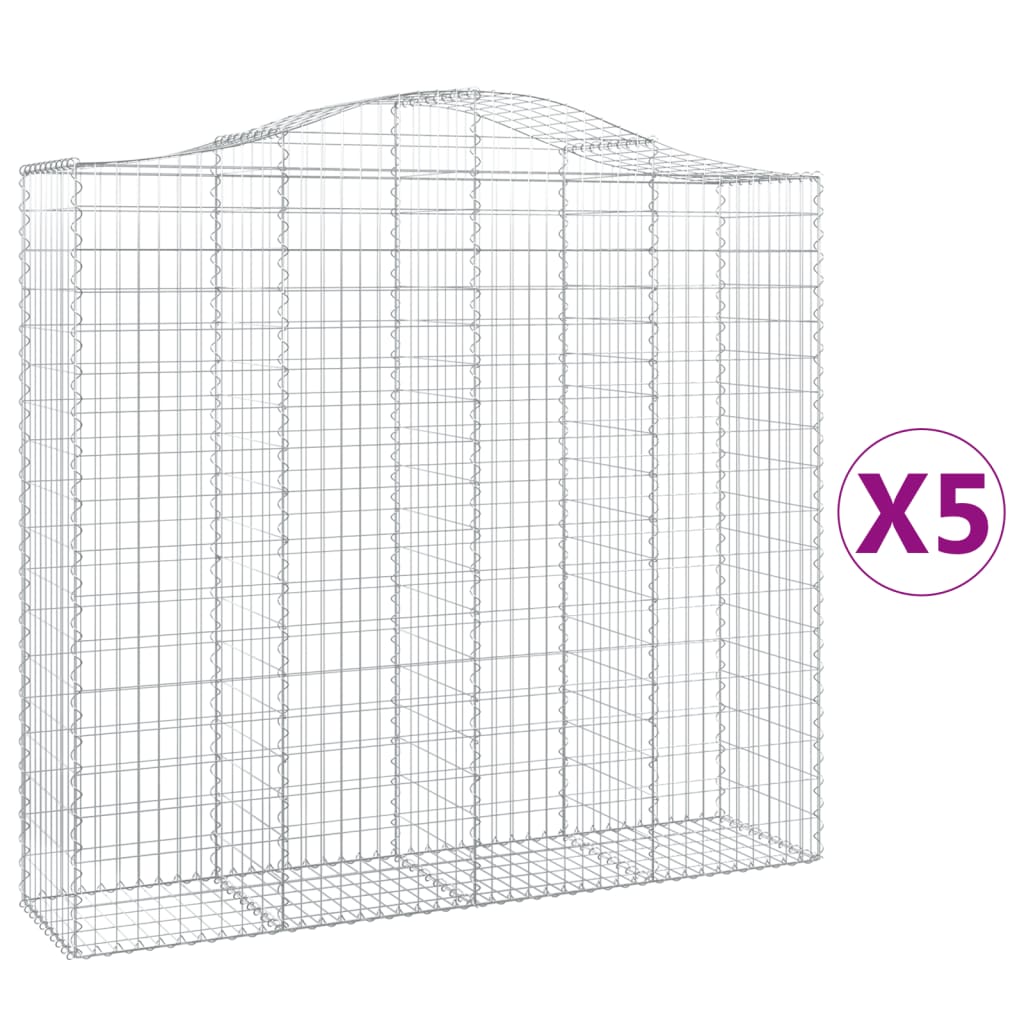 vidaXL Συρματοκιβώτια Τοξωτά 5 τεμ. 200x50x180/200 εκ. Γαλβαν. Ατσάλι