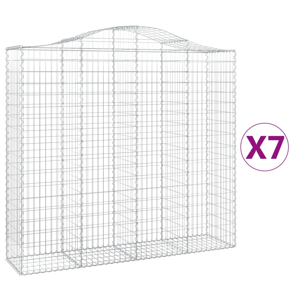vidaXL Συρματοκιβώτια Τοξωτά 7 τεμ. 200x50x180/200 εκ. Γαλβαν. Ατσάλι