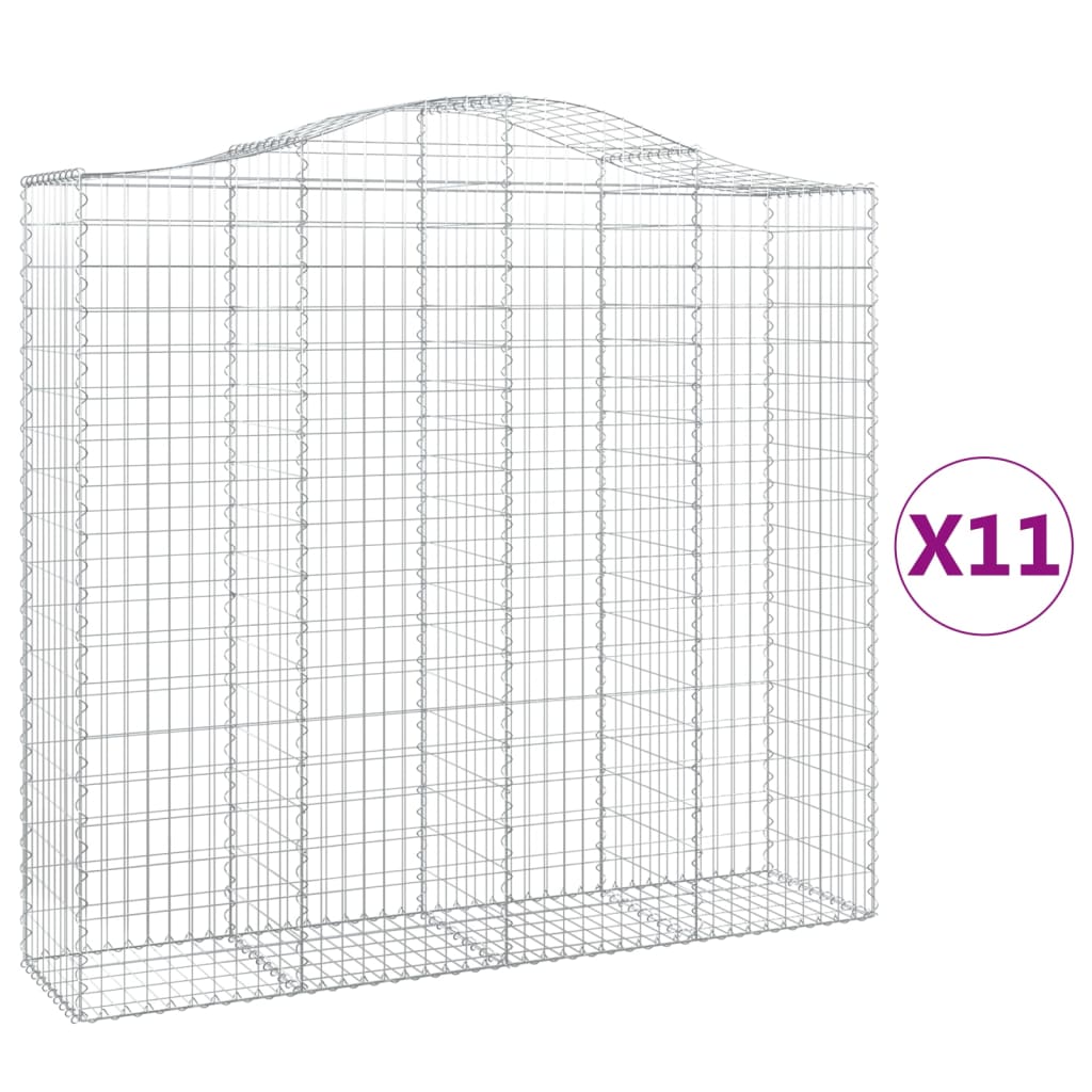 vidaXL Συρματοκιβώτια Τοξωτά 11 τεμ. 200x50x180/200 εκ. Γαλβαν. Ατσάλι