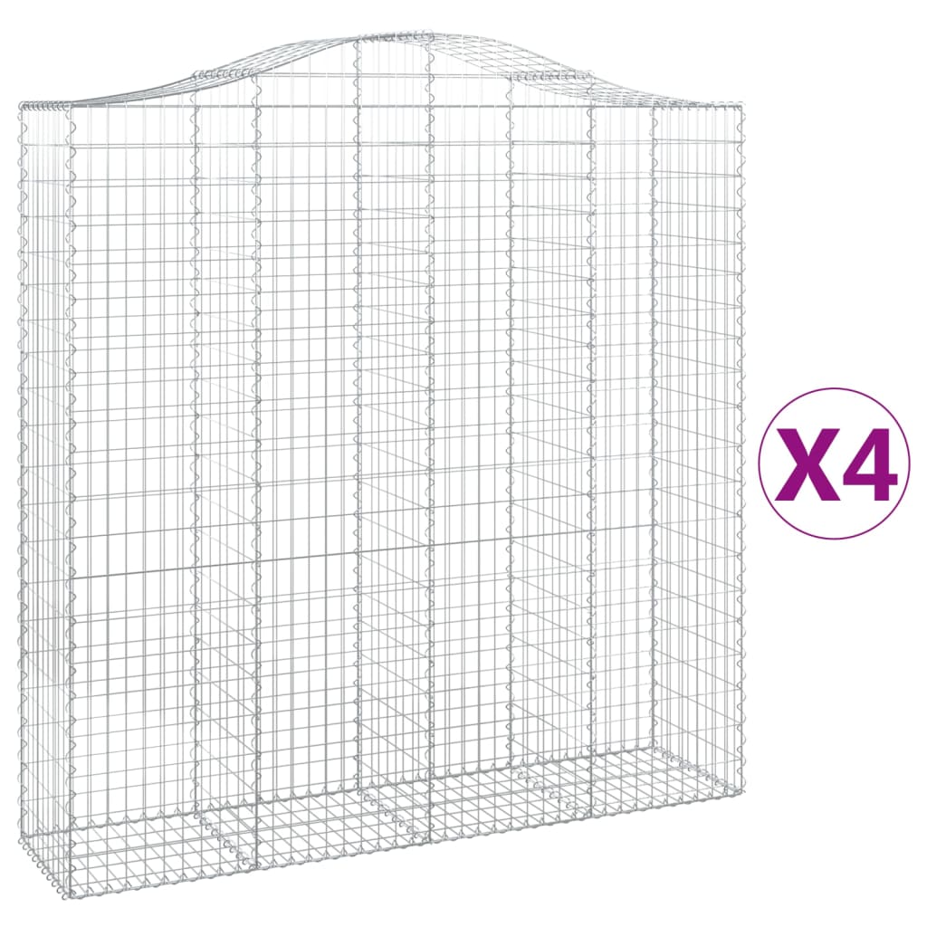 vidaXL Συρματοκιβώτια Τοξωτά 4 τεμ. 200x50x200/220 εκ. Γαλβαν. Ατσάλι