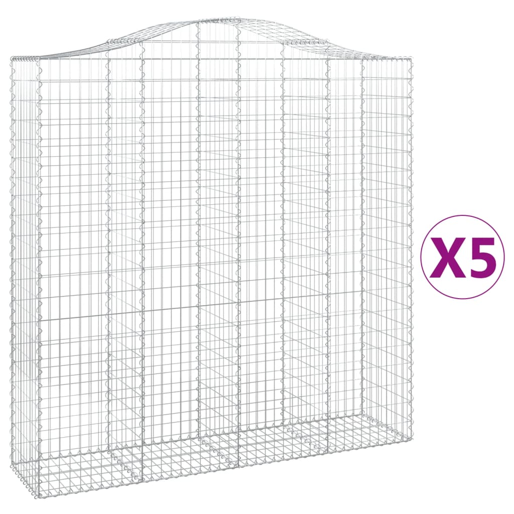 vidaXL Συρματοκιβώτια Τοξωτά 5 τεμ. 200x50x200/220 εκ. Γαλβαν. Ατσάλι
