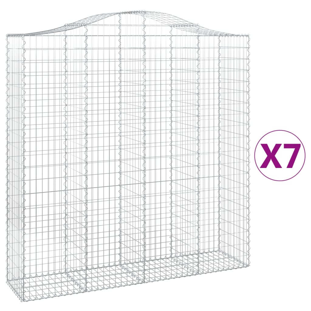 vidaXL Συρματοκιβώτια Τοξωτά 7 τεμ. 200x50x200/220 εκ. Γαλβαν. Ατσάλι