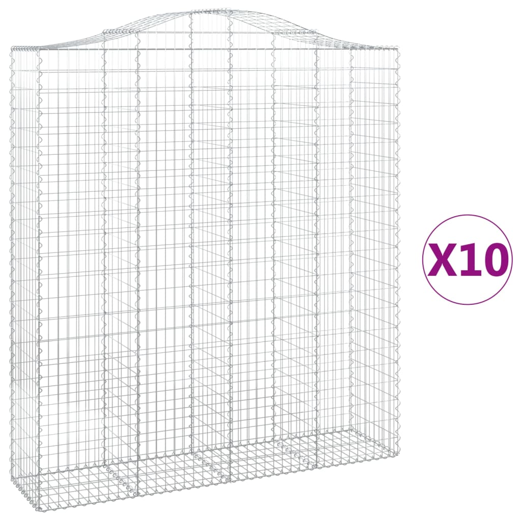 vidaXL Συρματοκιβώτια Τοξωτά 10 τεμ. 200x50x220/240 εκ. Γαλβαν. Ατσάλι