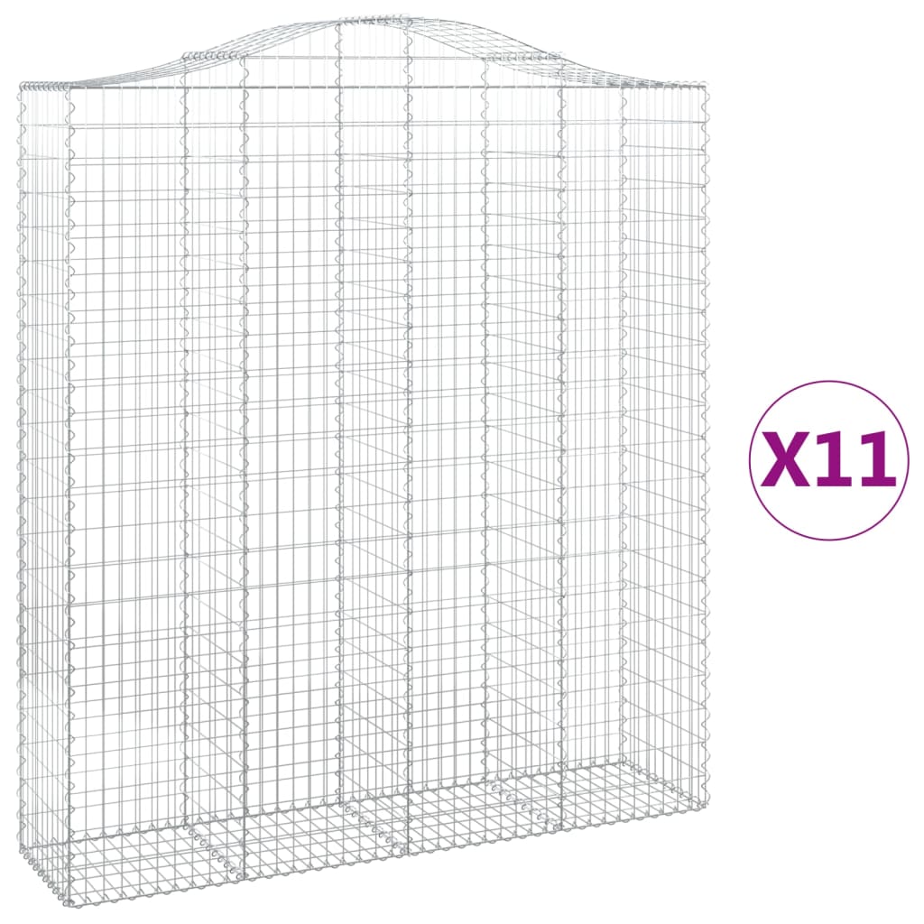 vidaXL Συρματοκιβώτια Τοξωτά 11 τεμ. 200x50x220/240 εκ. Γαλβαν. Ατσάλι