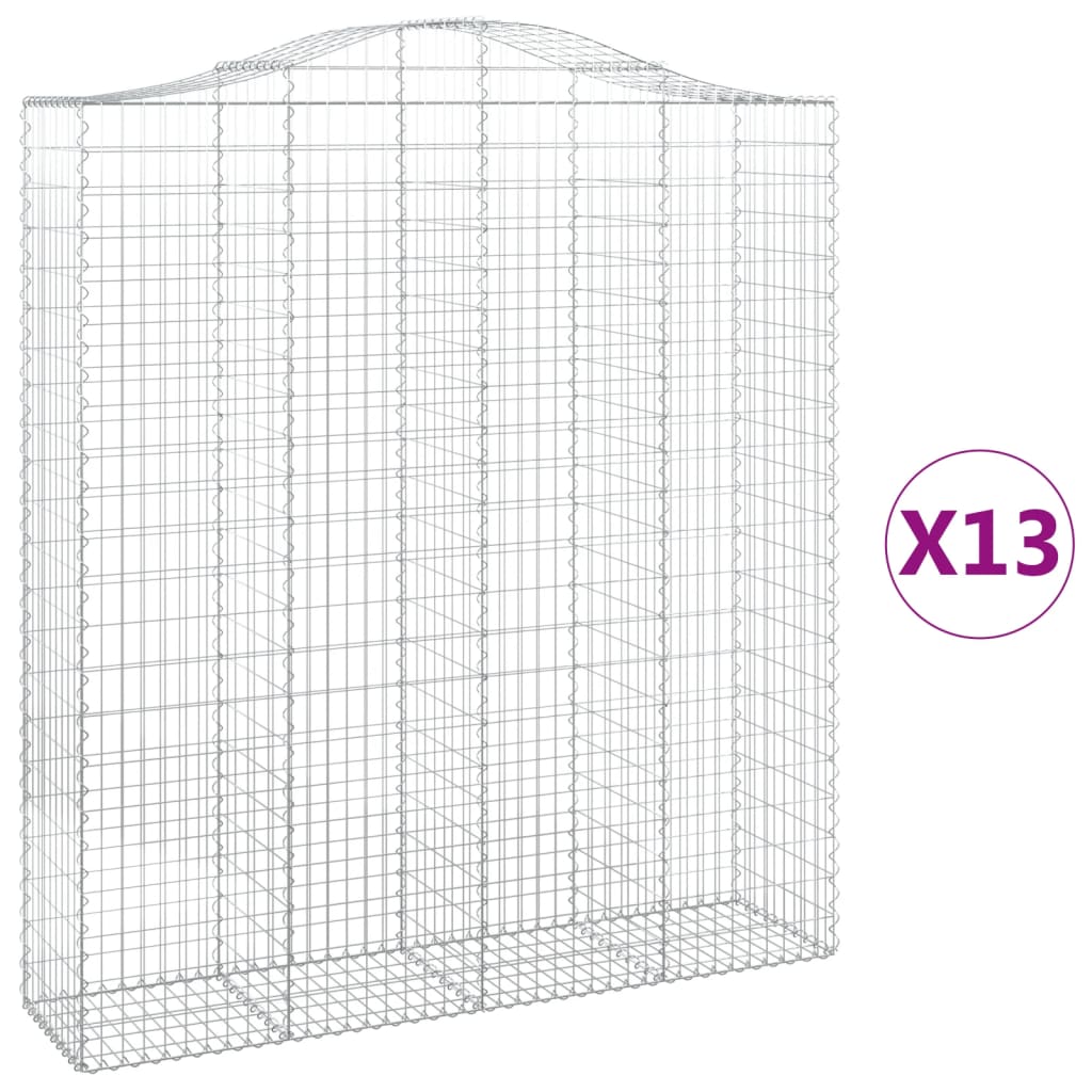 vidaXL Συρματοκιβώτια Τοξωτά 13 τεμ. 200x50x220/240 εκ. Γαλβαν. Ατσάλι