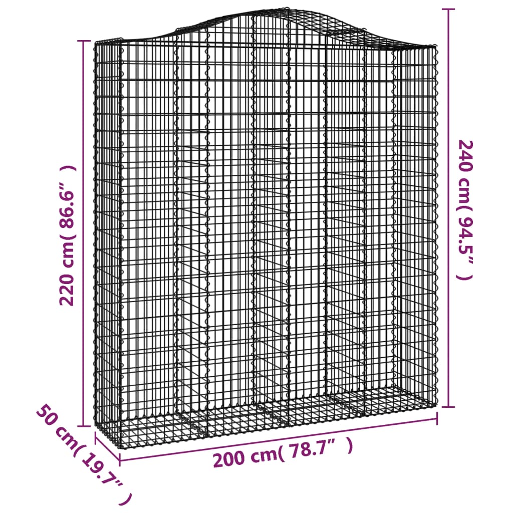 vidaXL Συρματοκιβώτια Τοξωτά 14 τεμ. 200x50x220/240 εκ. Γαλβαν. Ατσάλι