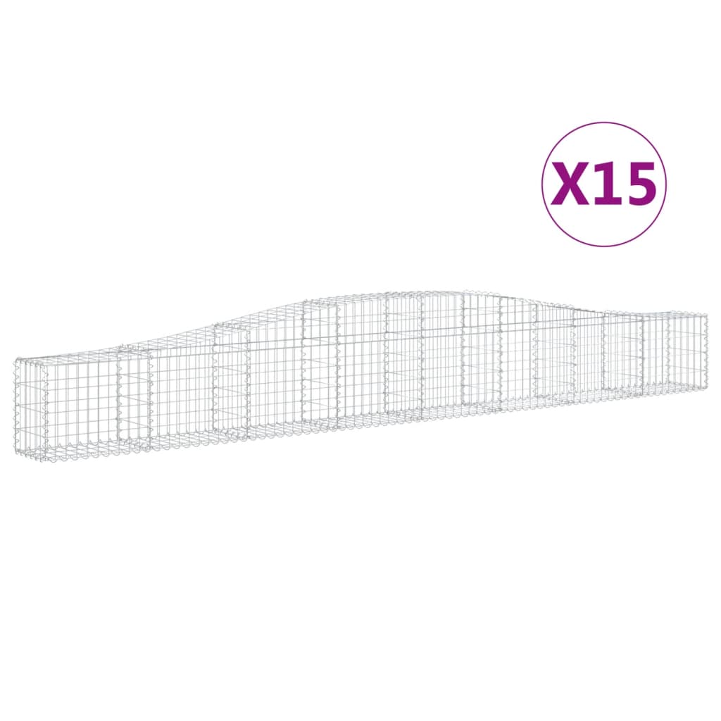 vidaXL Συρματοκιβώτια Τοξωτά 15 τεμ. 400x30x40/60 εκ. Γαλβαν. Ατσάλι
