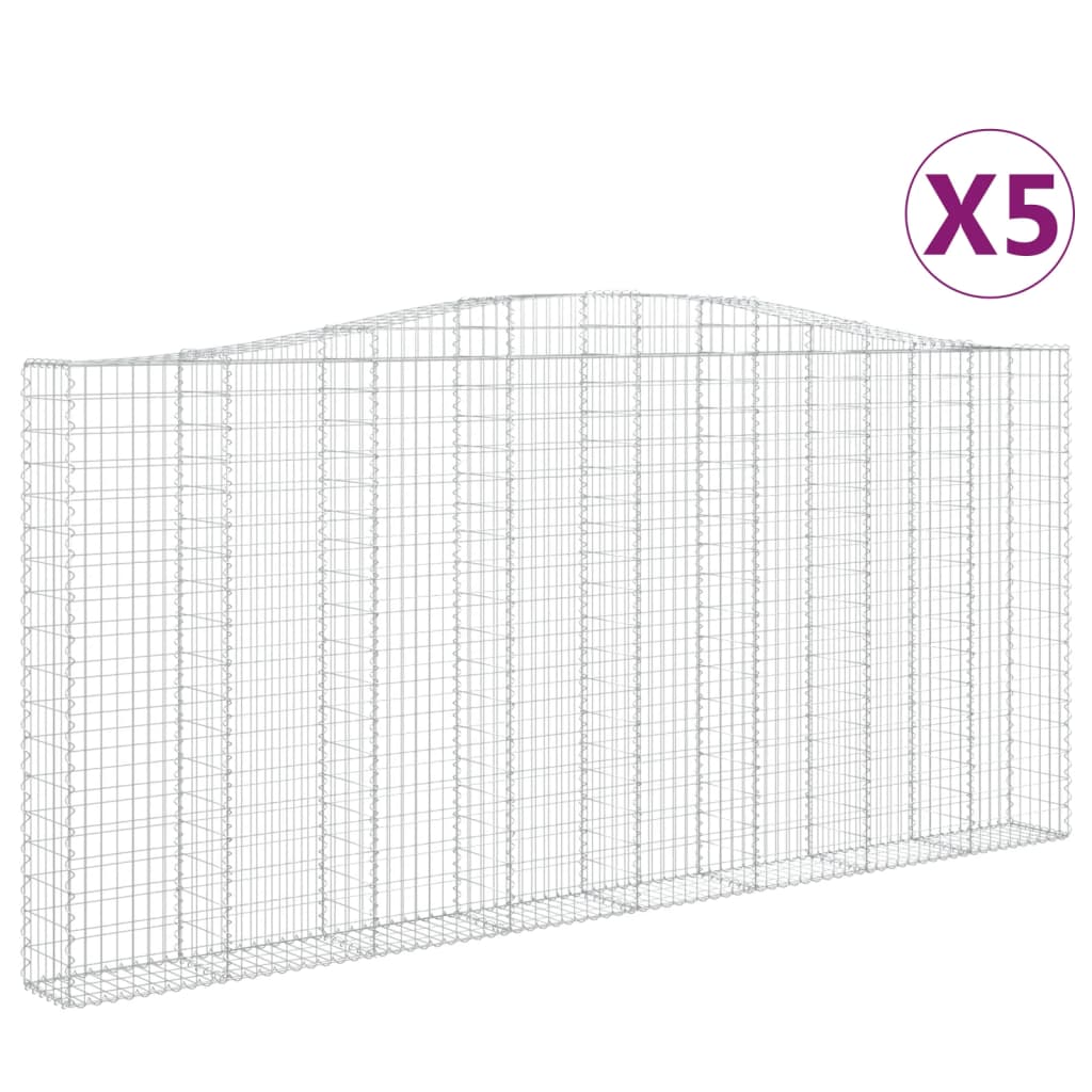 vidaXL Συρματοκιβώτια Τοξωτά 5 τεμ. 400x30x180/200 εκ. Γαλβαν. Ατσάλι