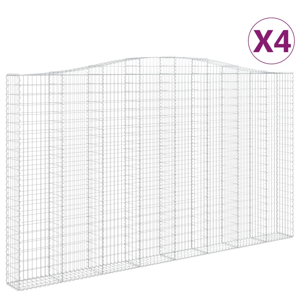 vidaXL Συρματοκιβώτια Τοξωτά 4 τεμ. 400x30x220/240 εκ. Γαλβαν. Ατσάλι