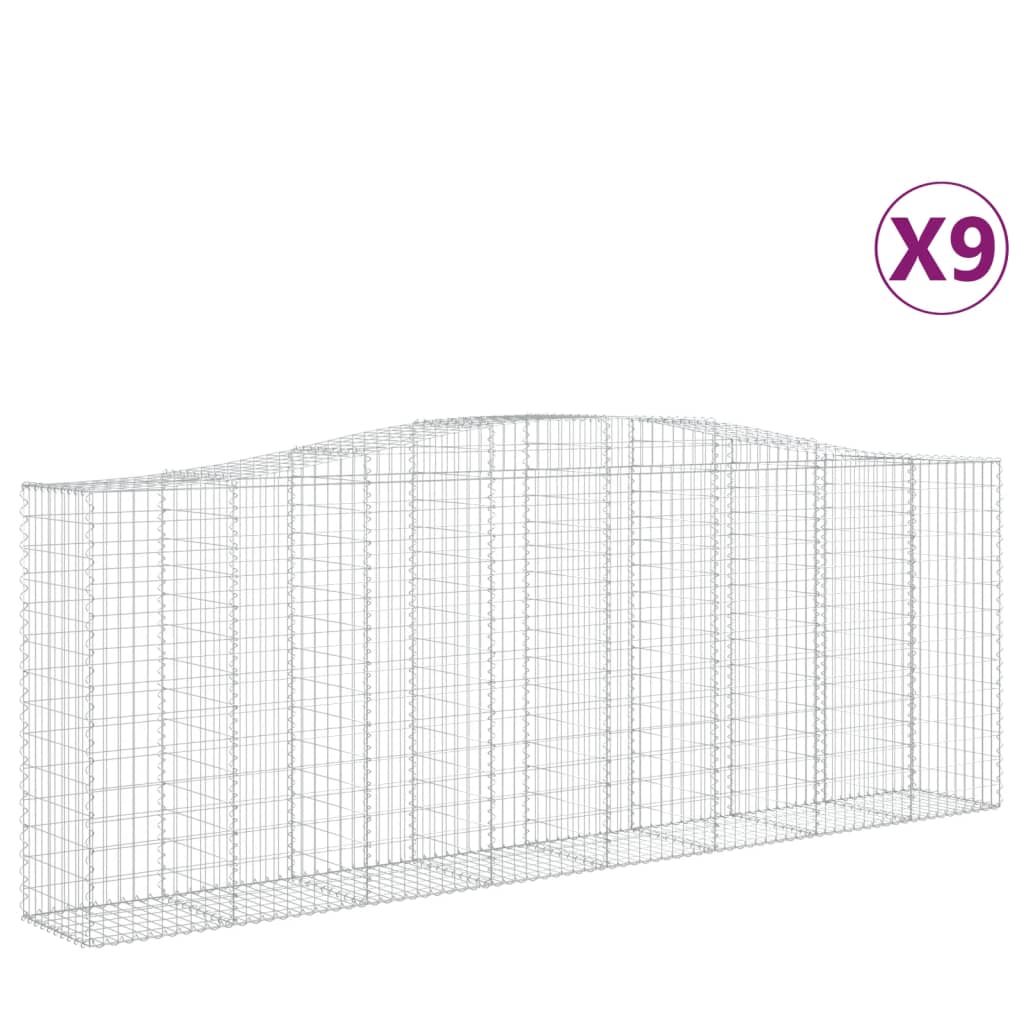 vidaXL Συρματοκιβώτια Τοξωτά 9 τεμ. 400x50x140/160 εκ. Γαλβαν. Ατσάλι