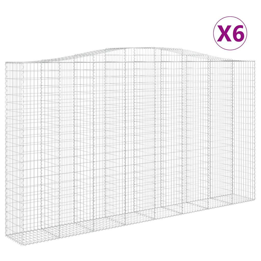 vidaXL Συρματοκιβώτια Τοξωτά 6 τεμ. 400x50x220/240 εκ. Γαλβαν. Ατσάλι