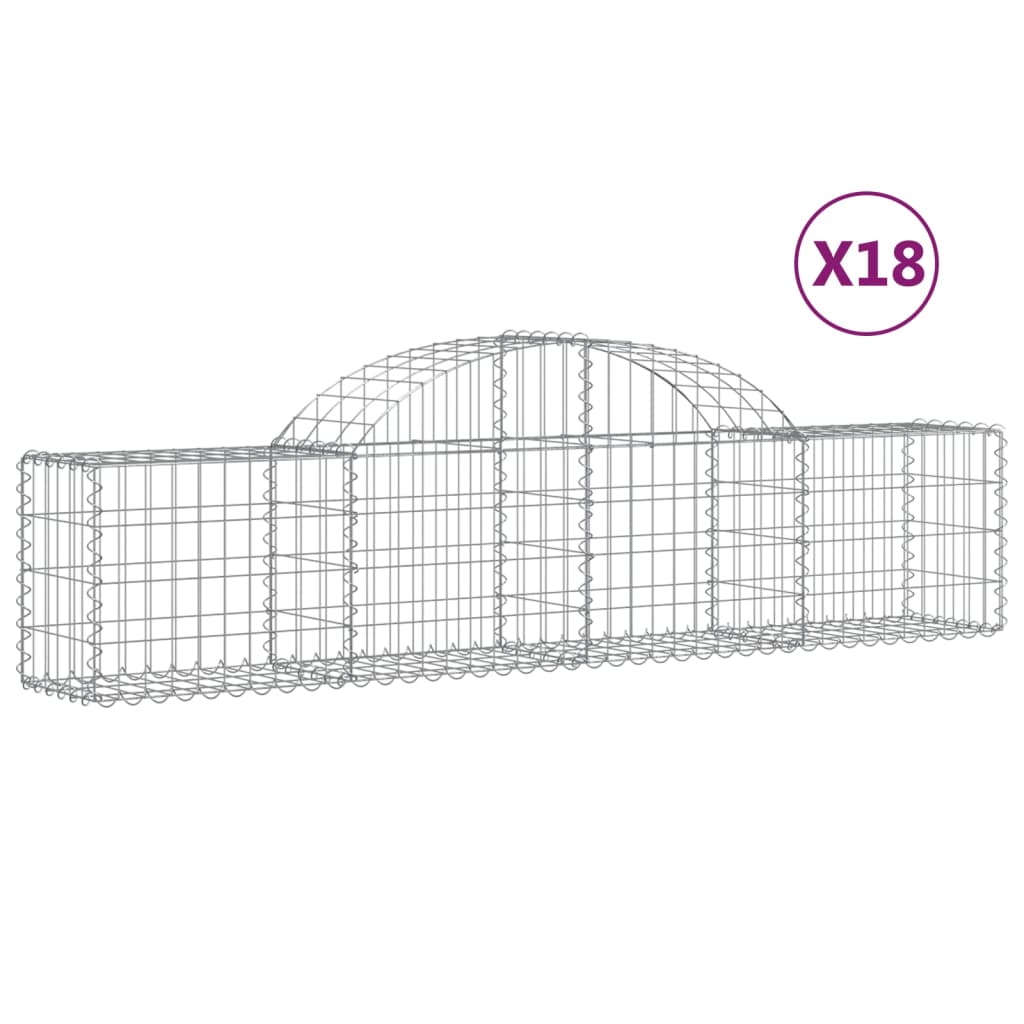 vidaXL Συρματοκιβώτια Τοξωτά 18 τεμ. 200x30x40/60 εκ. Γαλβαν. Ατσάλι