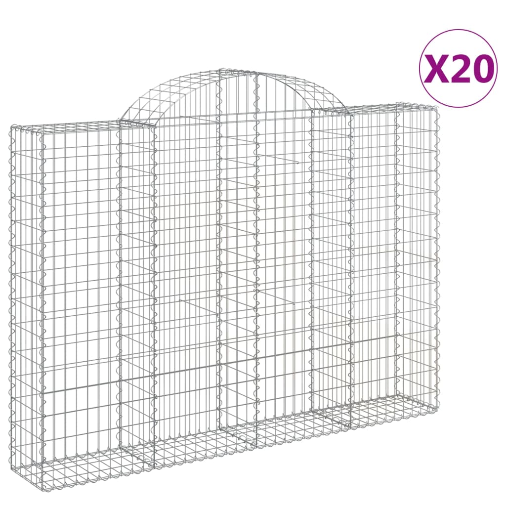 vidaXL Συρματοκιβώτια Τοξωτά 20 τεμ. 200x30x140/160 εκ. Γαλβαν. Ατσάλι