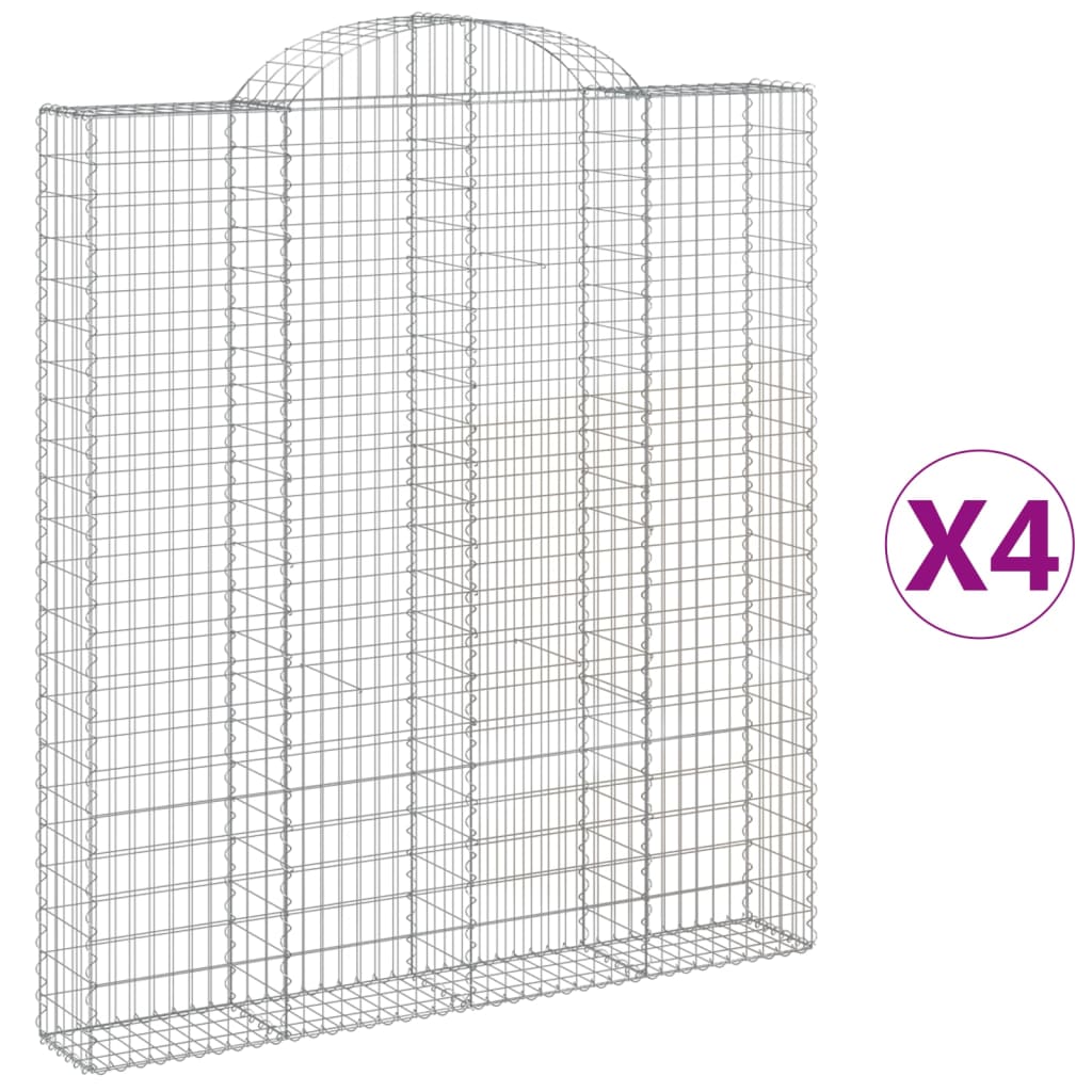 vidaXL Συρματοκιβώτια Τοξωτά 4 τεμ. 200x30x220/240 εκ. Γαλβαν. Ατσάλι