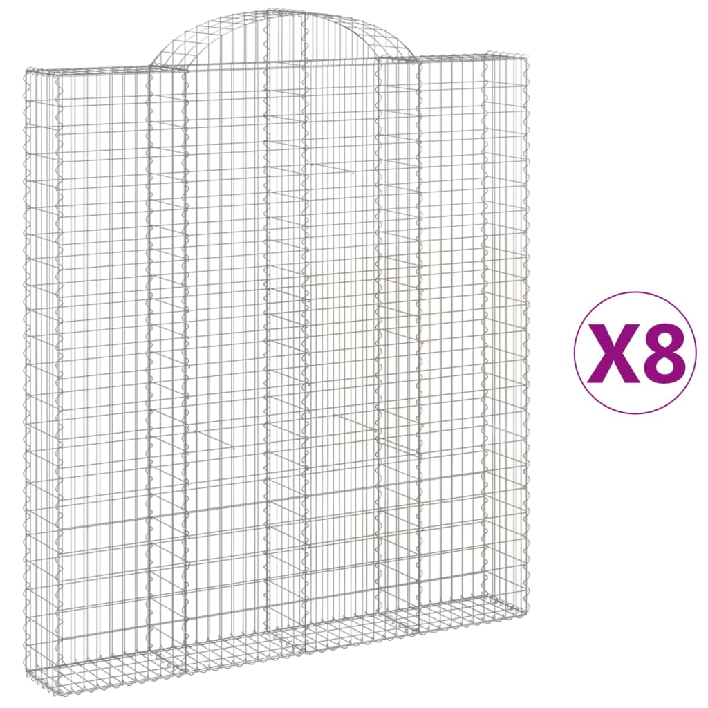 vidaXL Συρματοκιβώτια Τοξωτά 8 τεμ. 200x30x220/240 εκ. Γαλβαν. Ατσάλι