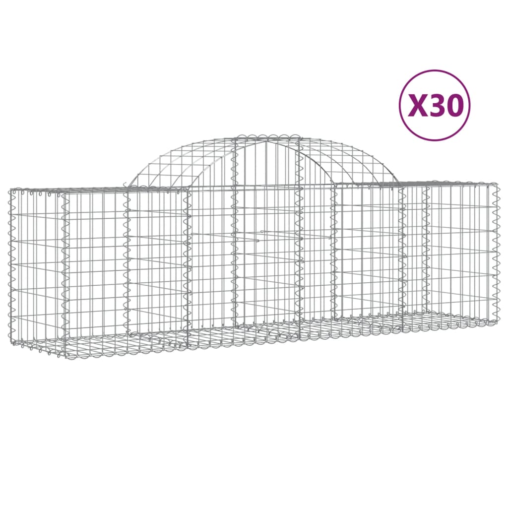 vidaXL Συρματοκιβώτια Τοξωτά 30 τεμ. 200x50x60/80 εκ. Γαλβαν. Ατσάλι
