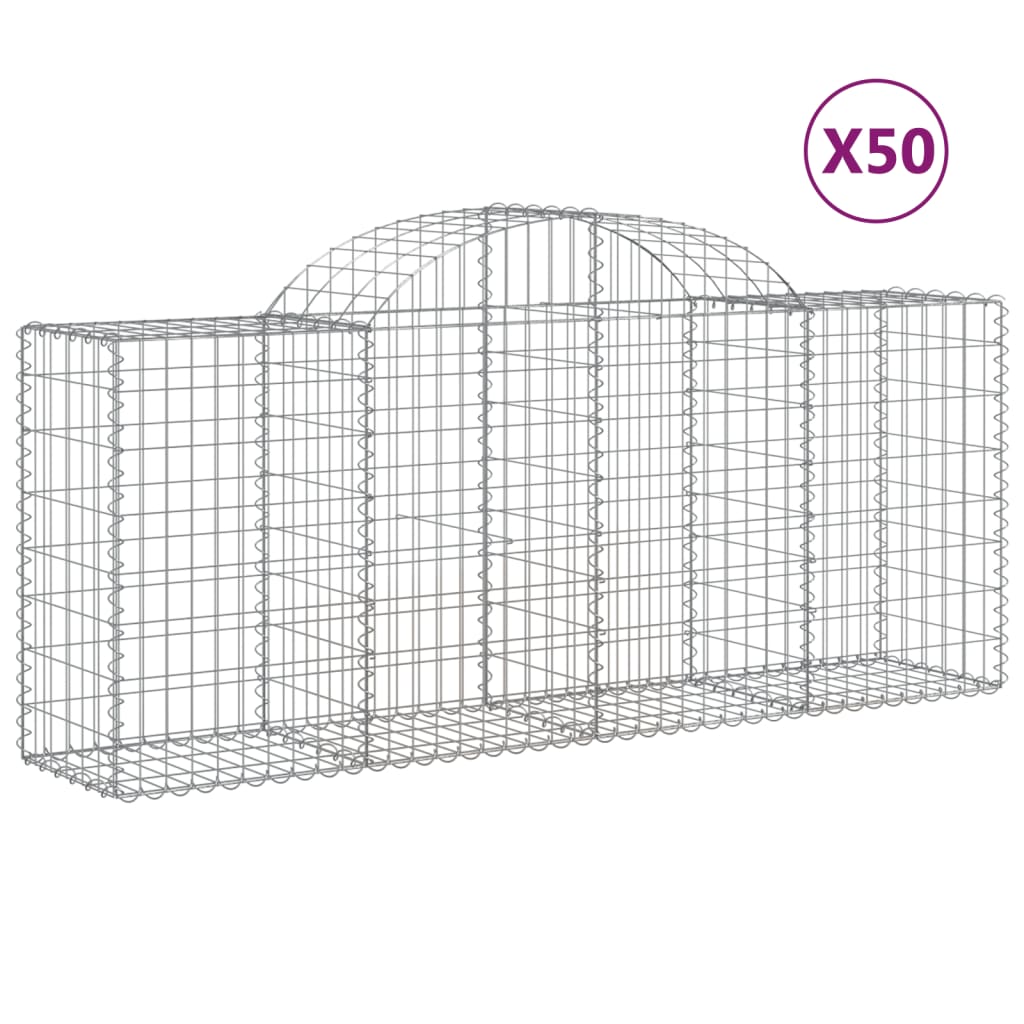 vidaXL Συρματοκιβώτια Τοξωτά 50 τεμ. 200x50x80/100 εκ. Γαλβαν. Ατσάλι
