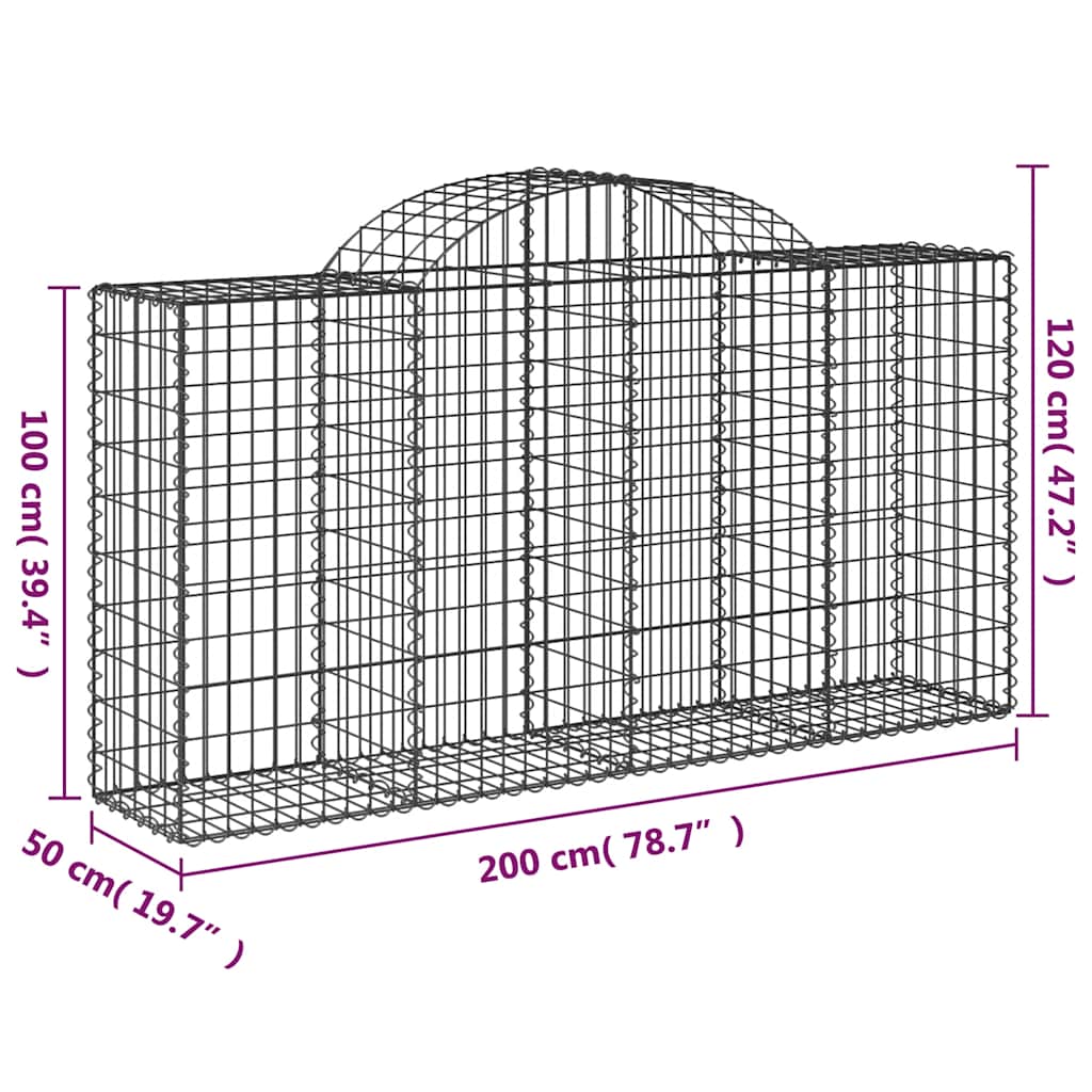 vidaXL Συρματοκιβώτια Τοξωτά 40 τεμ. 200x50x100/120 εκ. Γαλβαν. Ατσάλι