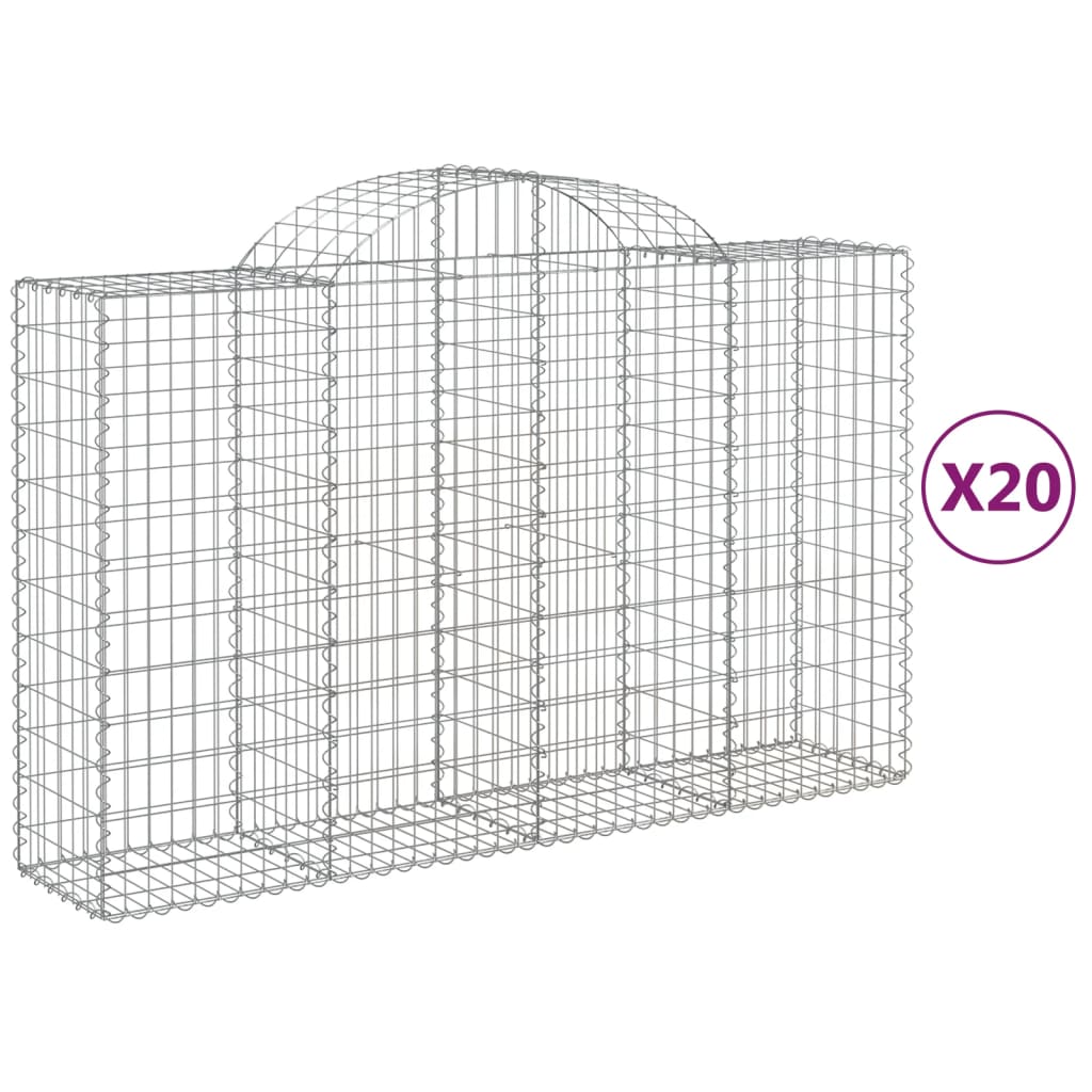vidaXL Συρματοκιβώτια Τοξωτά 20 τεμ. 200x50x120/140 εκ. Γαλβαν. Ατσάλι