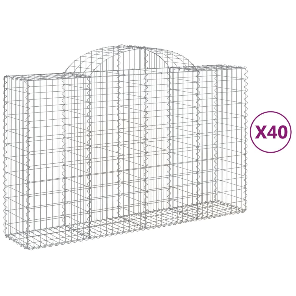 vidaXL Συρματοκιβώτια Τοξωτά 40 τεμ. 200x50x120/140 εκ. Γαλβαν. Ατσάλι