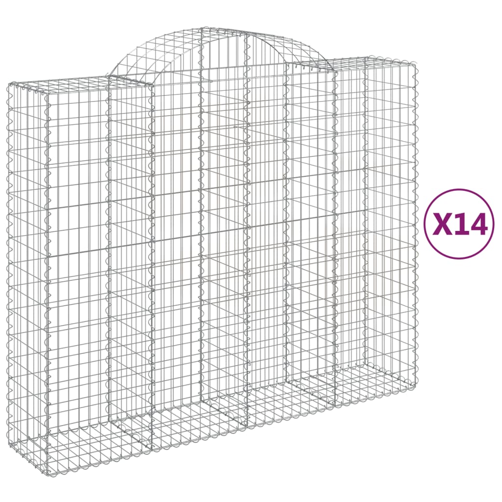 vidaXL Συρματοκιβώτια Τοξωτά 14 τεμ. 200x50x160/180 εκ. Γαλβαν. Ατσάλι