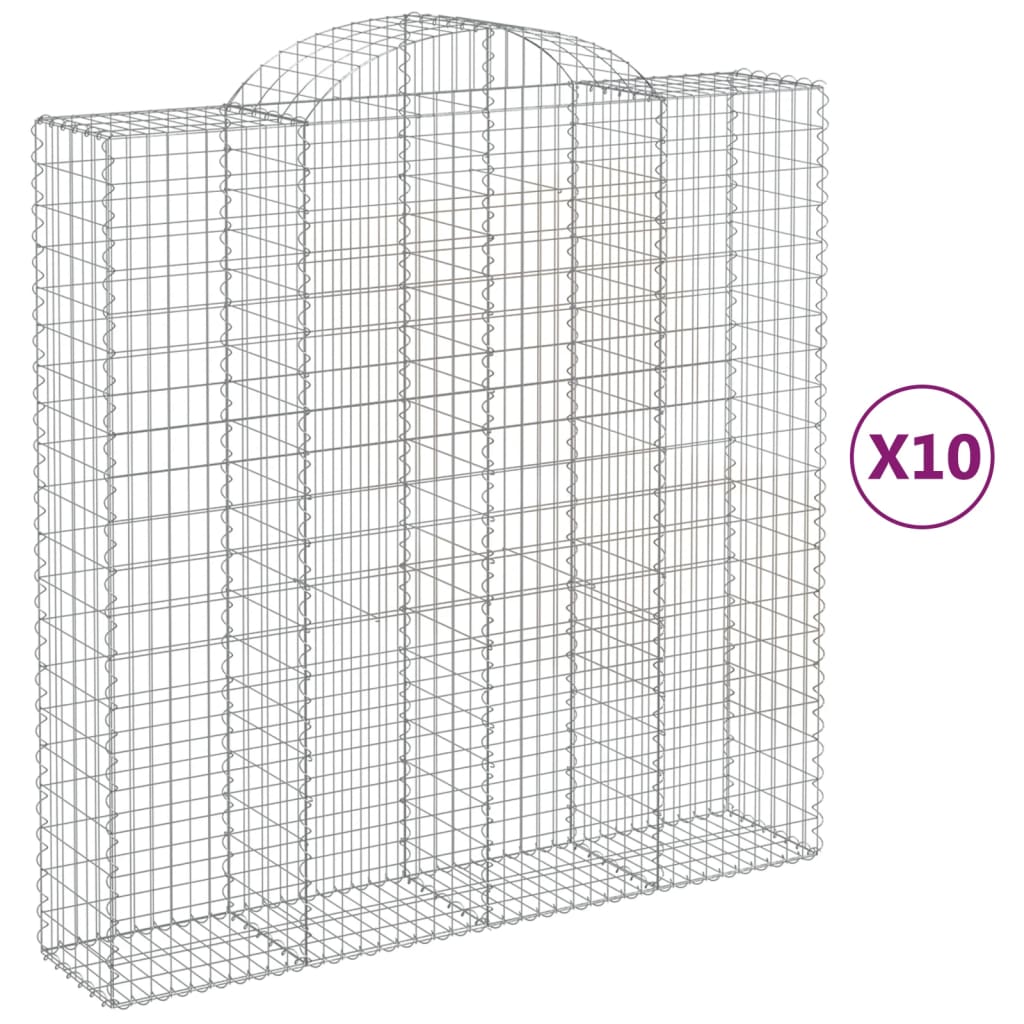 vidaXL Συρματοκιβώτια Τοξωτά 10 τεμ. 200x50x200/220 εκ. Γαλβαν. Ατσάλι