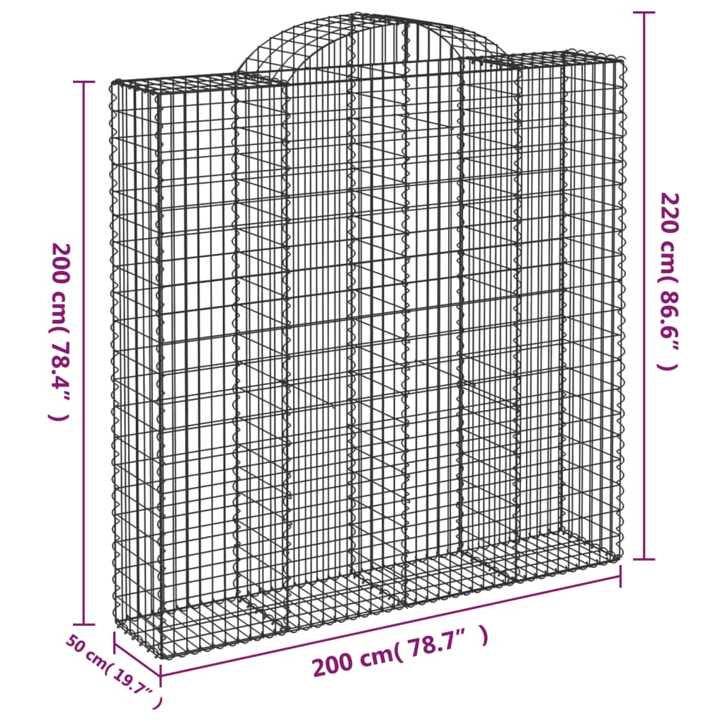 vidaXL Συρματοκιβώτια Τοξωτά 11 τεμ. 200x50x200/220 εκ. Γαλβαν. Ατσάλι