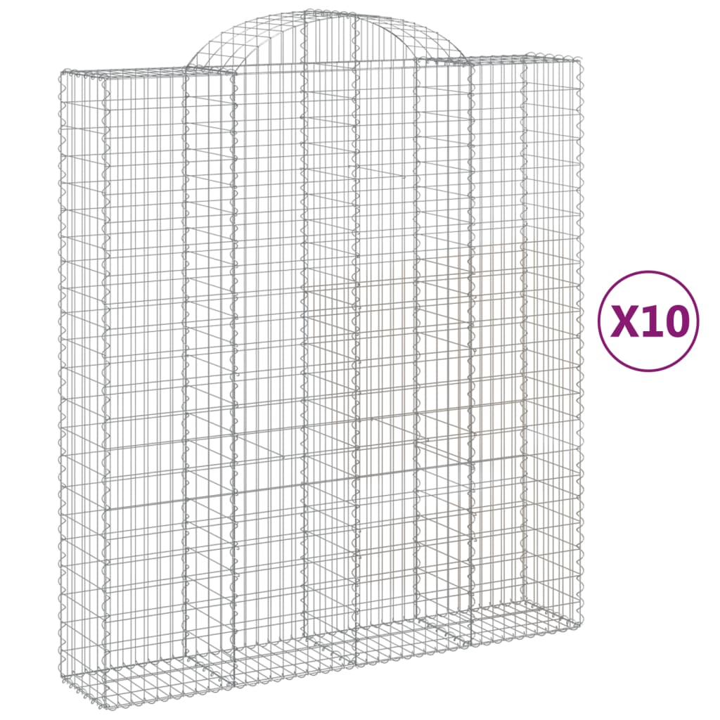 vidaXL Συρματοκιβώτια Τοξωτά 10 τεμ. 200x50x220/240 εκ. Γαλβαν. Ατσάλι