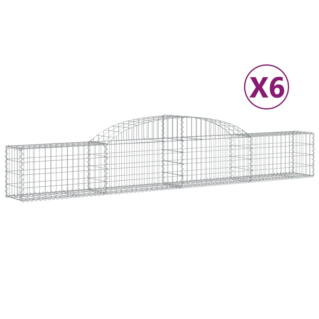 vidaXL Συρματοκιβώτια Τοξωτά 6 τεμ. 300x30x40/60 εκ. Γαλβαν. Ατσάλι