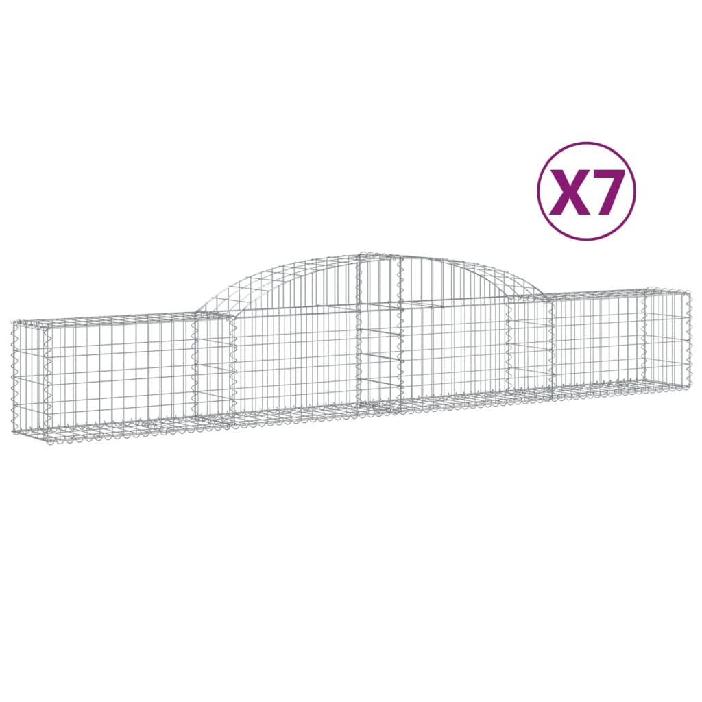 vidaXL Συρματοκιβώτια Τοξωτά 7 τεμ. 300x30x40/60 εκ. Γαλβαν. Ατσάλι